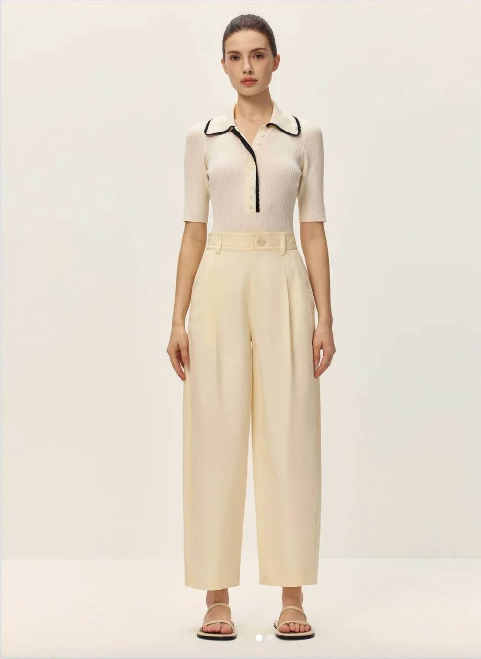 NEW ELODIE caia twill pants in buttercream